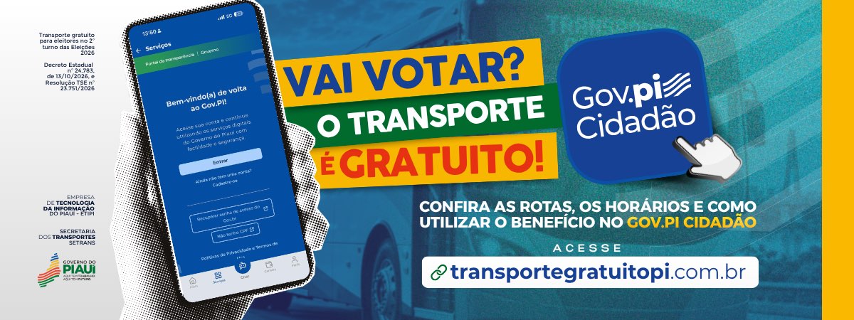 Vai votar? O transporte é gratuito. Confira rotas, horários e como utilizar o benefício no Gov.pi Cidadão.